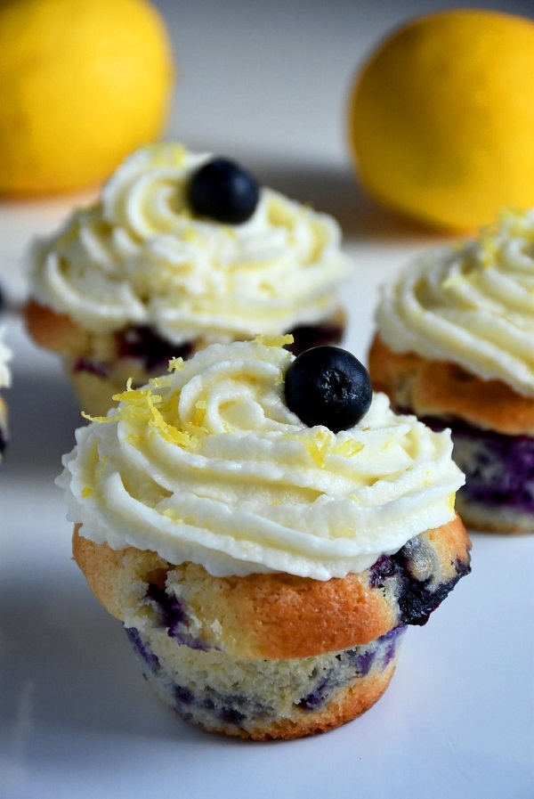 Blueberry Cupcakes with Lemon Buttercream Frosting
